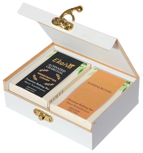 Ekaiva Organics Luxury Gift Box Classic Collection Box of Activated Charcoal & Sandalwood Engineered Wooden Box