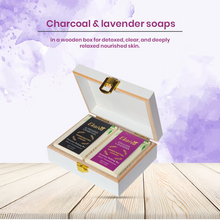 Ekaiva Organics Luxury Gift Box - Classic Collection: Activated Charcoal & English Lavender Bathing Bars in an Elegant Engineered Wooden Box