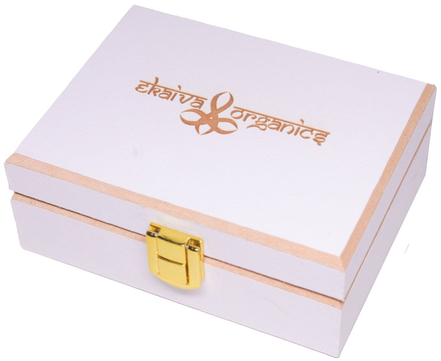Ekaiva Organics Luxury Gift Box - Deluxe Duo: Sandalwood Saffron & Almond Oil Bathing Bars in an Elegant Engineered Wooden Box