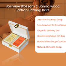 Ekaiva Organics Luxury Gift Box - Deluxe Duo: Jasmine Blossom & Sandalwood Saffron Bathing Bars in an Elegant Engineered Wooden Box