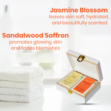 Ekaiva Organics Luxury Gift Box - Deluxe Duo: Jasmine Blossom & Sandalwood Saffron Bathing Bars in an Elegant Engineered Wooden Box