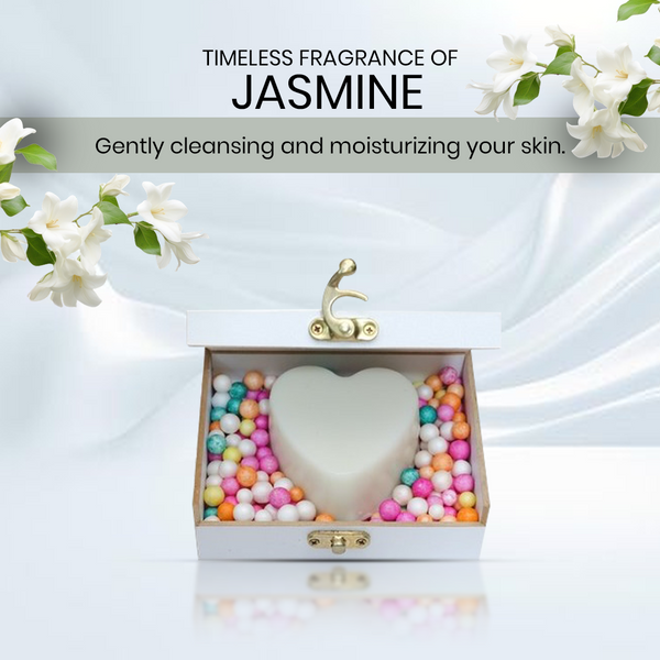 Ekaiva Organics Love Lush - Romantic Essentials Collection : Jasmine Scented Heart in Classic wooden box