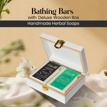 Ekaiva Organics Luxury Gift Box Deluxe Duo Box of Activated Charcoal & Teatree Rosemary Engineered Wooden Box with 2 Luxury Bathing Bars