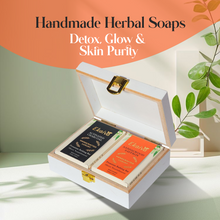 Ekaiva Organics Luxury Gift Box Deluxe Duo Box of Activated Charcoal & Sandalwood Engineered Wooden Box with 2 Luxury Bathing Bars