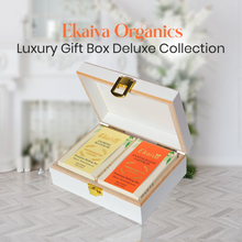 Ekaiva Organics Luxury Gift Box - Deluxe Duo: Jasmine Blossom & Sandalwood Saffron Bathing Bars in an Elegant Engineered Wooden Box